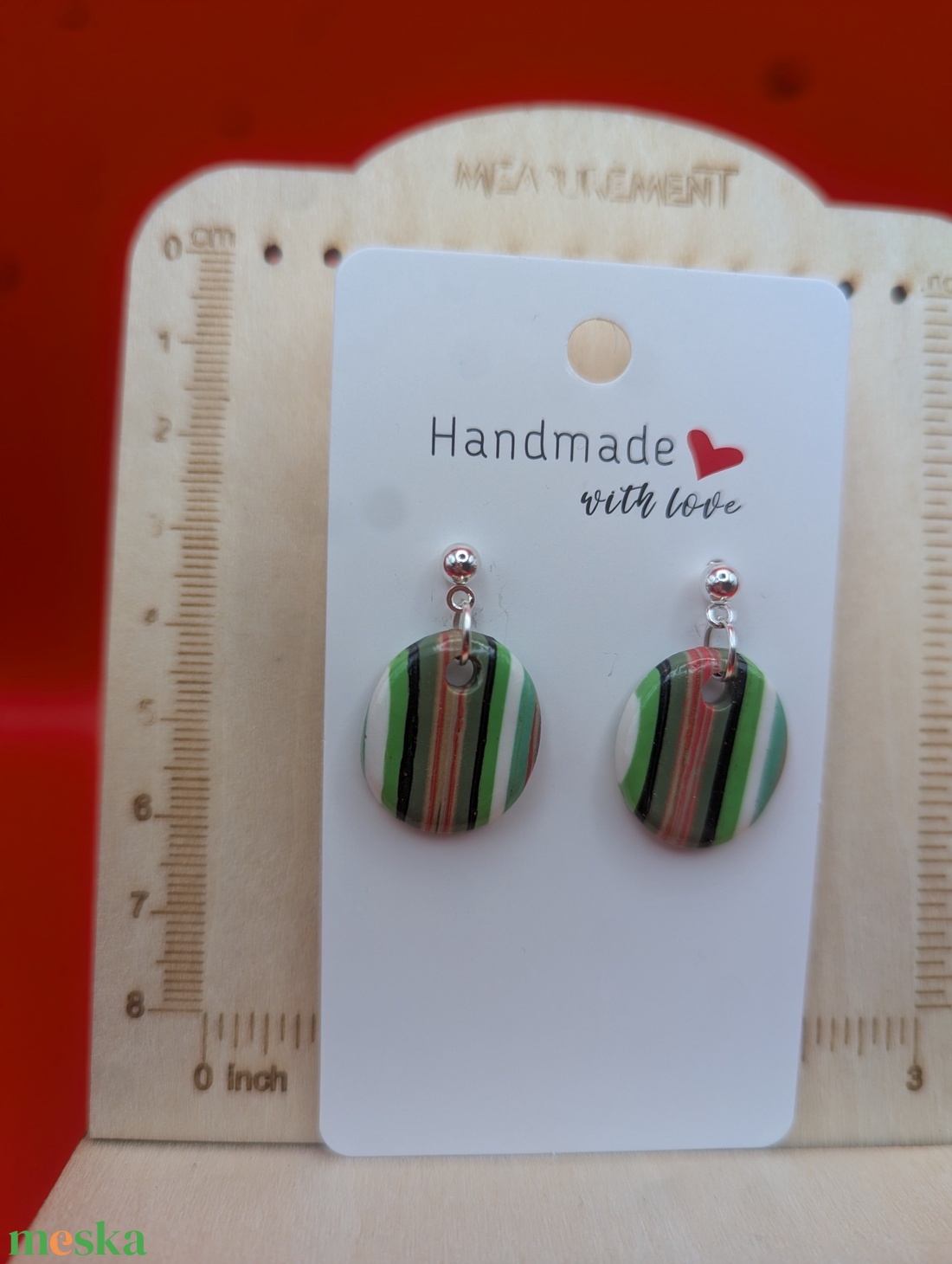 Kézműves fülbevaló polimer gyurmából (polymer clay) - kicsi, ovális - 064 - ékszer - fülbevaló - lógó fülbevaló - Meska.hu