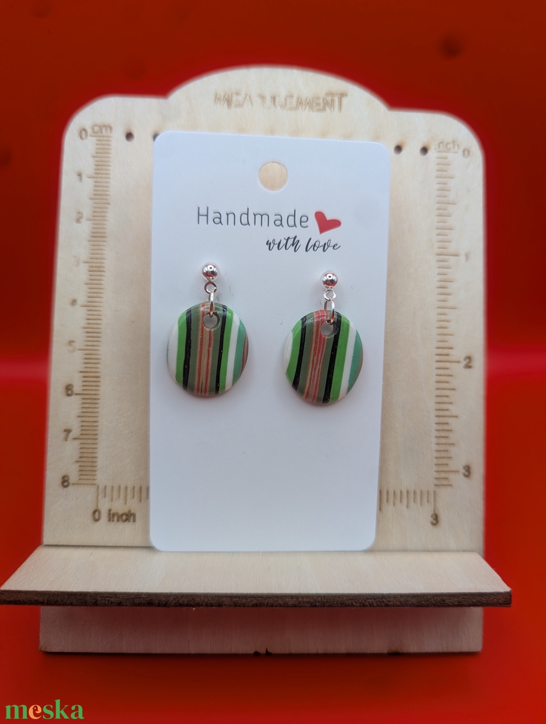 Kézműves fülbevaló polimer gyurmából (polymer clay) - kicsi, ovális - 064 - ékszer - fülbevaló - lógó fülbevaló - Meska.hu