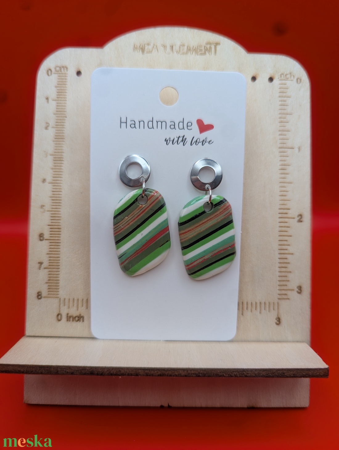 Kézműves fülbevaló polimer gyurmából (polymer clay) - ovális - 065 - ékszer - fülbevaló - lógó fülbevaló - Meska.hu