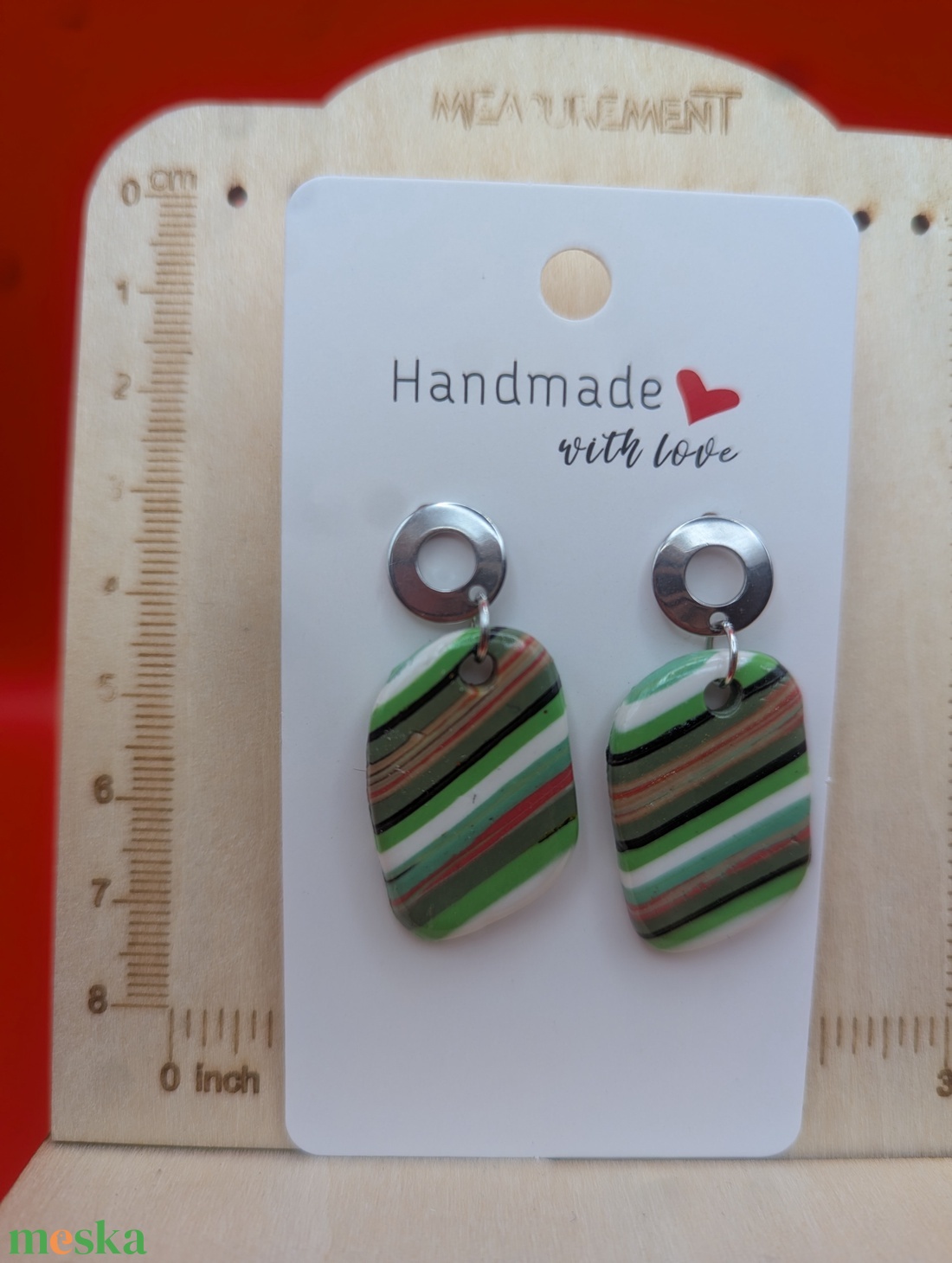 Kézműves fülbevaló polimer gyurmából (polymer clay) - ovális - 065 - ékszer - fülbevaló - lógó fülbevaló - Meska.hu