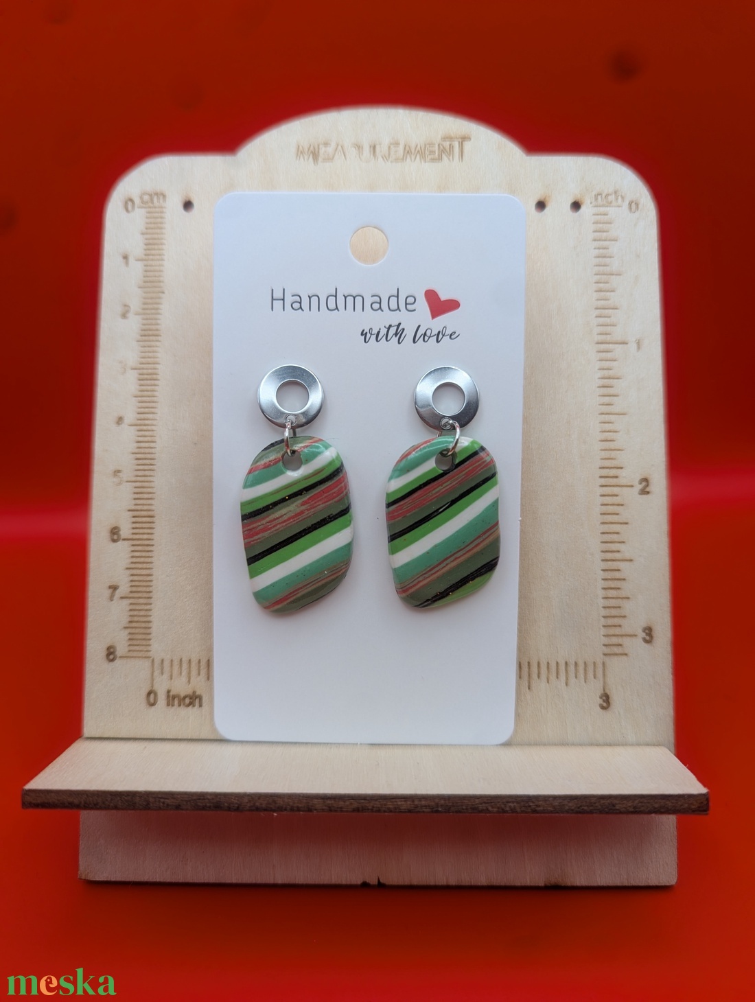 Kézműves fülbevaló polimer gyurmából (polymer clay) - ovális - 067 - ékszer - fülbevaló - lógó fülbevaló - Meska.hu