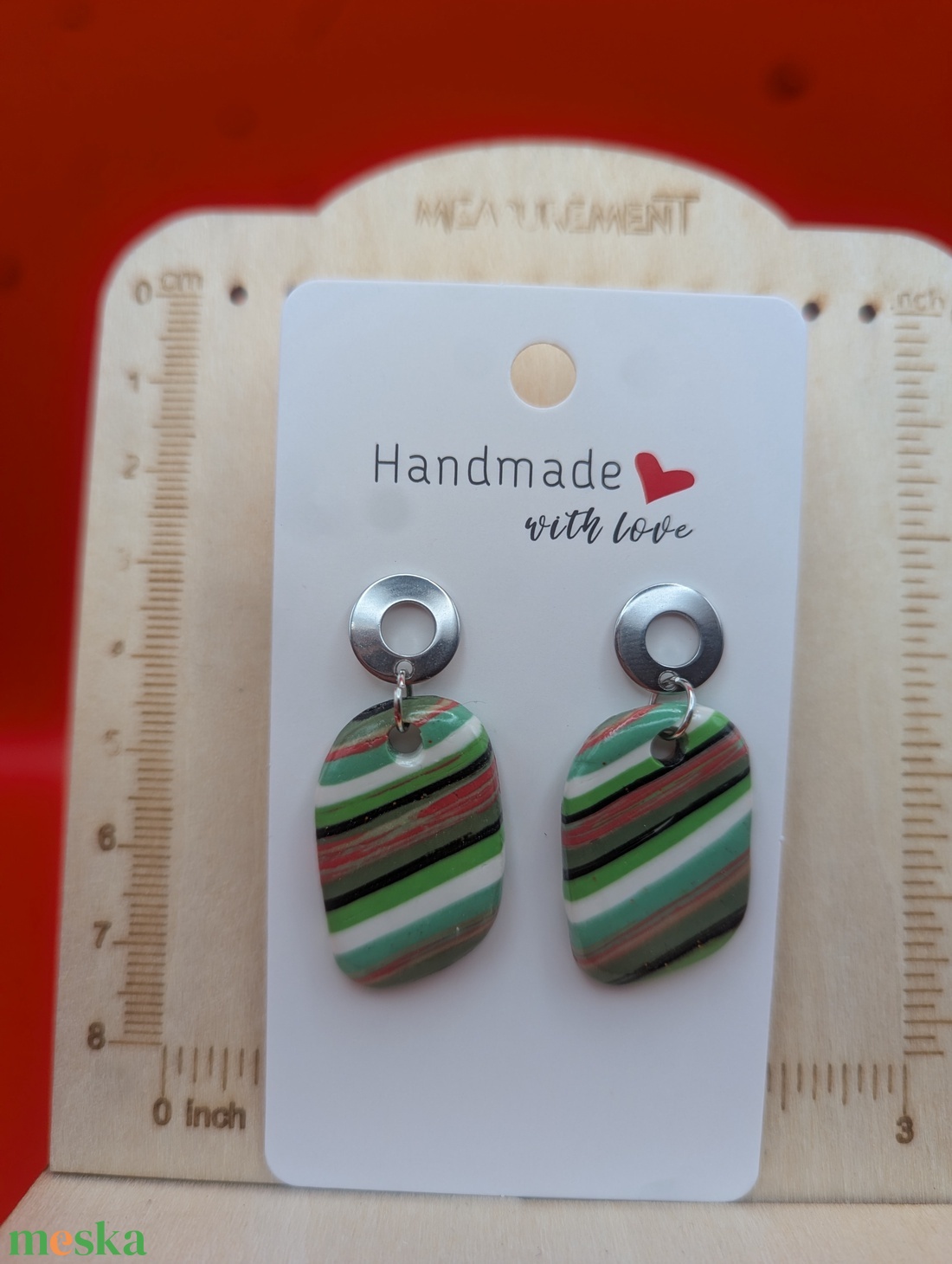 Kézműves fülbevaló polimer gyurmából (polymer clay) - ovális - 067 - ékszer - fülbevaló - lógó fülbevaló - Meska.hu