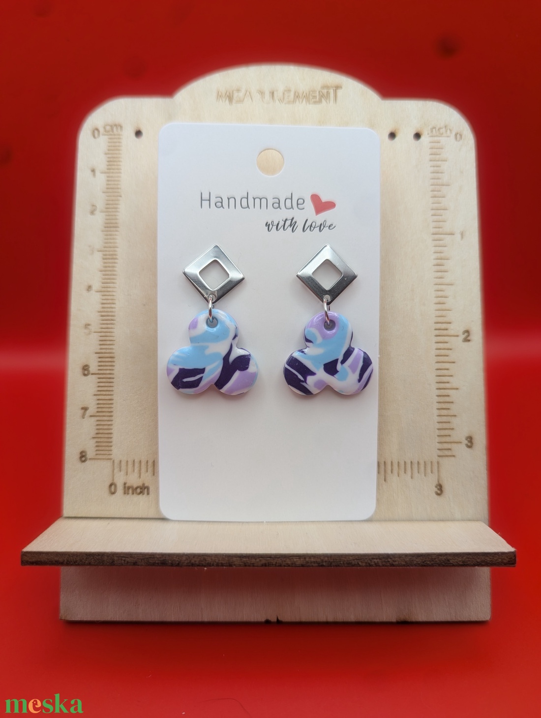 Kézműves fülbevaló polimer gyurmából (polymer clay) - kicsi - 068 - ékszer - fülbevaló - lógó fülbevaló - Meska.hu