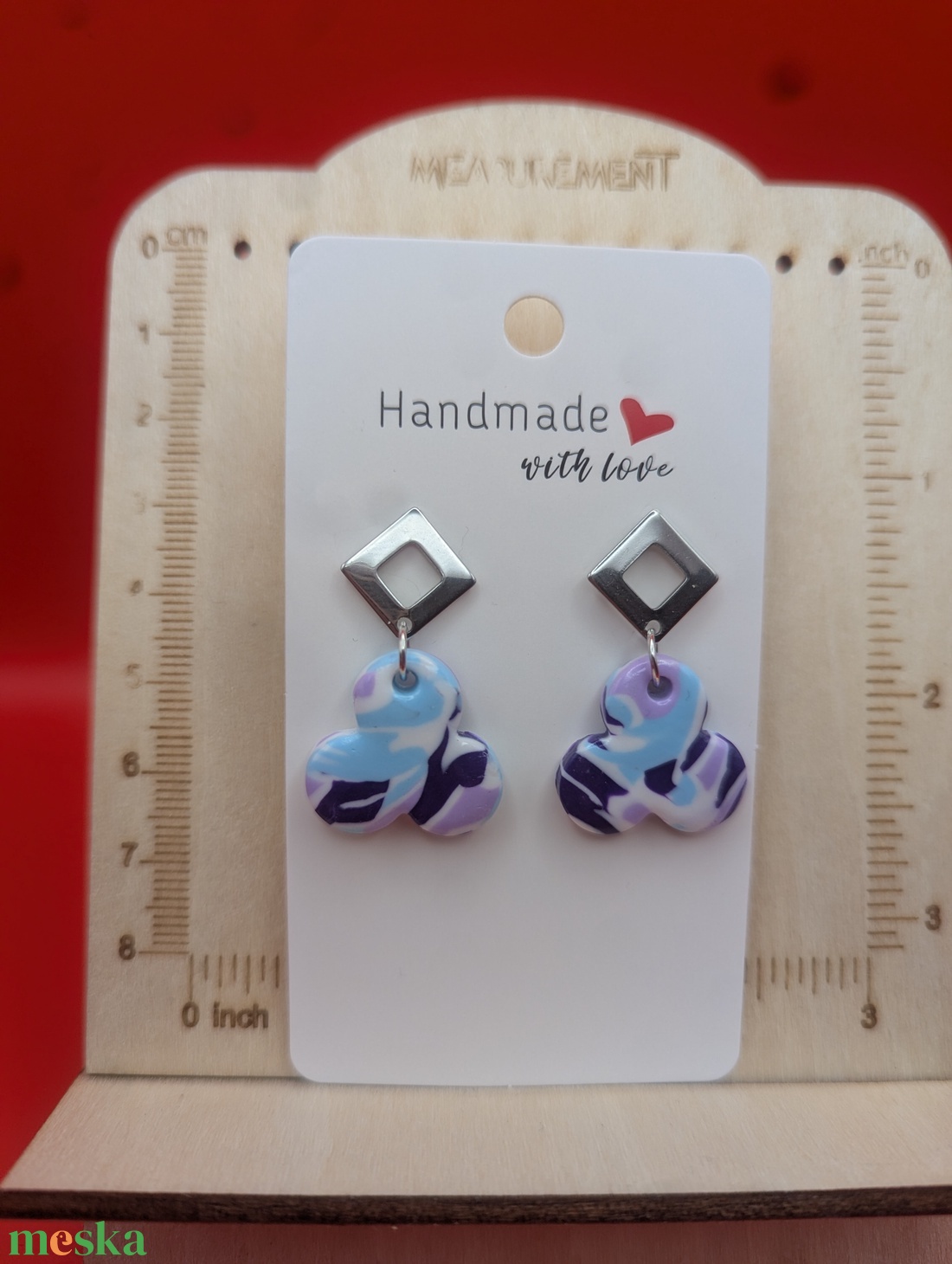 Kézműves fülbevaló polimer gyurmából (polymer clay) - kicsi - 068 - ékszer - fülbevaló - lógó fülbevaló - Meska.hu