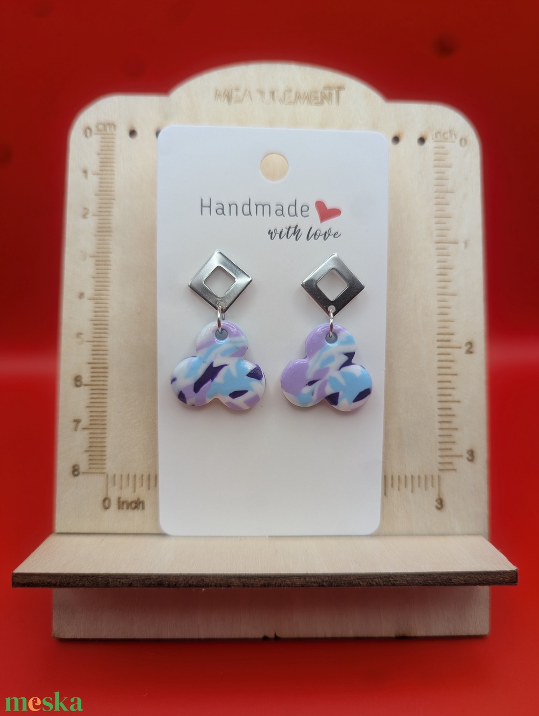 Kézműves fülbevaló polimer gyurmából (polymer clay) - kicsi - 069 - ékszer - fülbevaló - lógó fülbevaló - Meska.hu