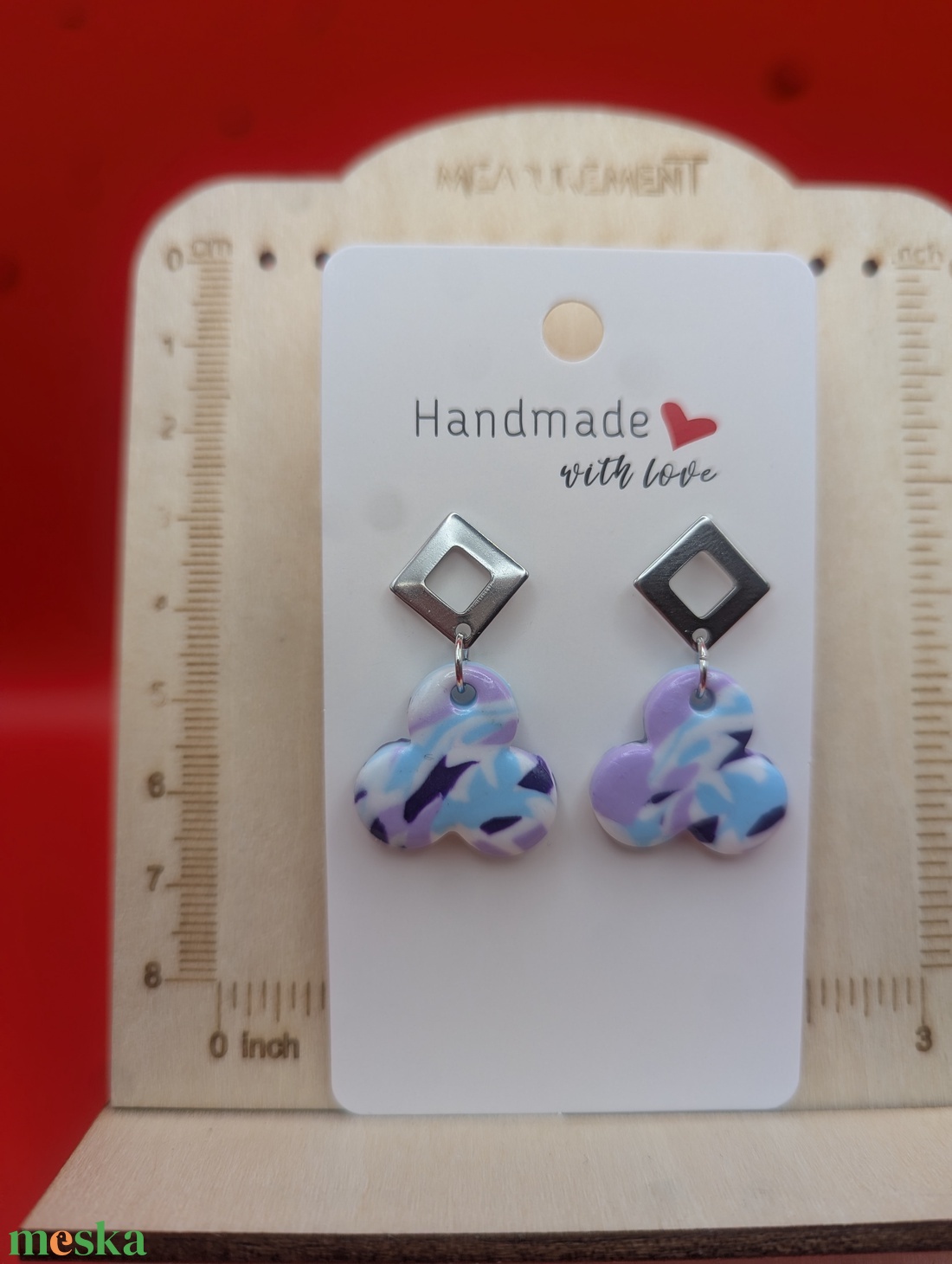 Kézműves fülbevaló polimer gyurmából (polymer clay) - kicsi - 069 - ékszer - fülbevaló - lógó fülbevaló - Meska.hu