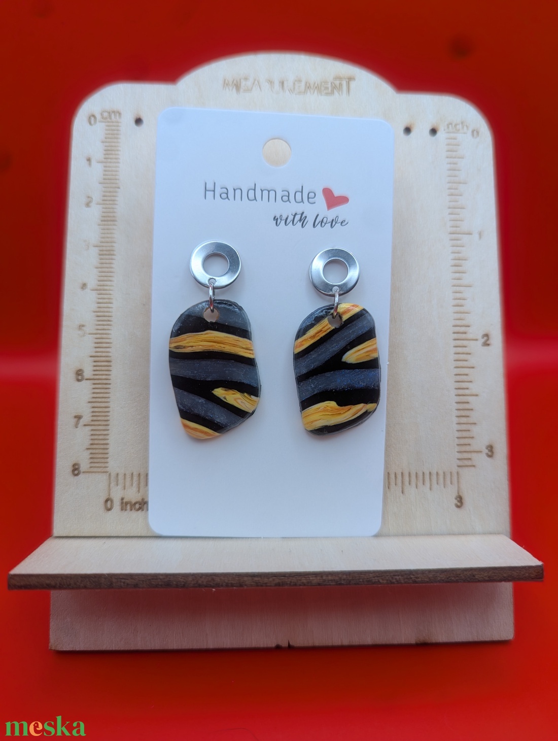 Kézműves fülbevaló polimer gyurmából (polymer clay) - ovális - 071 - ékszer - fülbevaló - lógó fülbevaló - Meska.hu