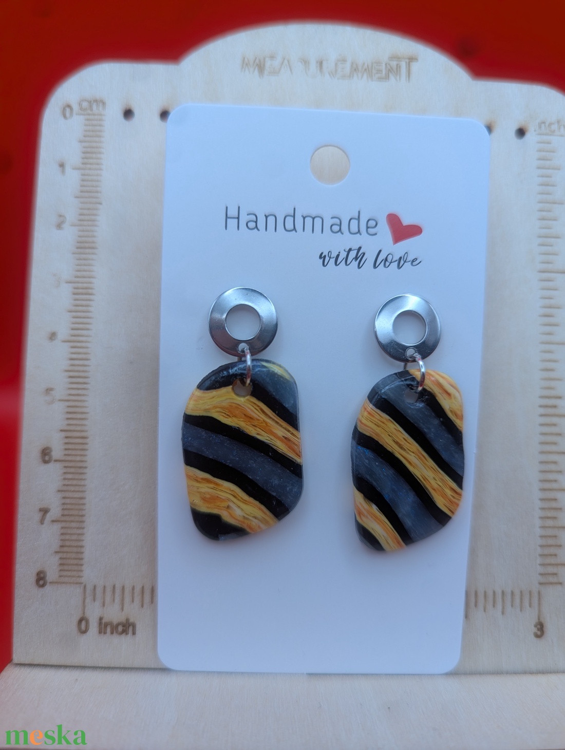 Kézműves fülbevaló polimer gyurmából (polymer clay) - ovális - 072 - ékszer - fülbevaló - lógó fülbevaló - Meska.hu