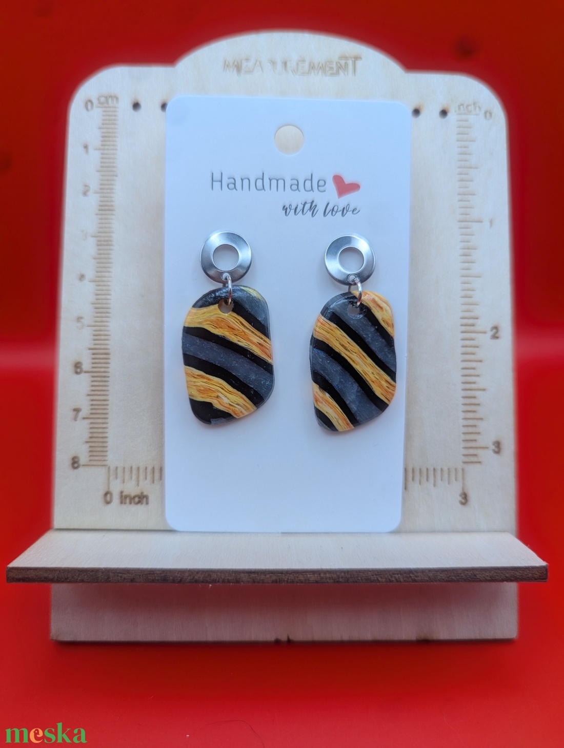 Kézműves fülbevaló polimer gyurmából (polymer clay) - ovális - 072 - ékszer - fülbevaló - lógó fülbevaló - Meska.hu