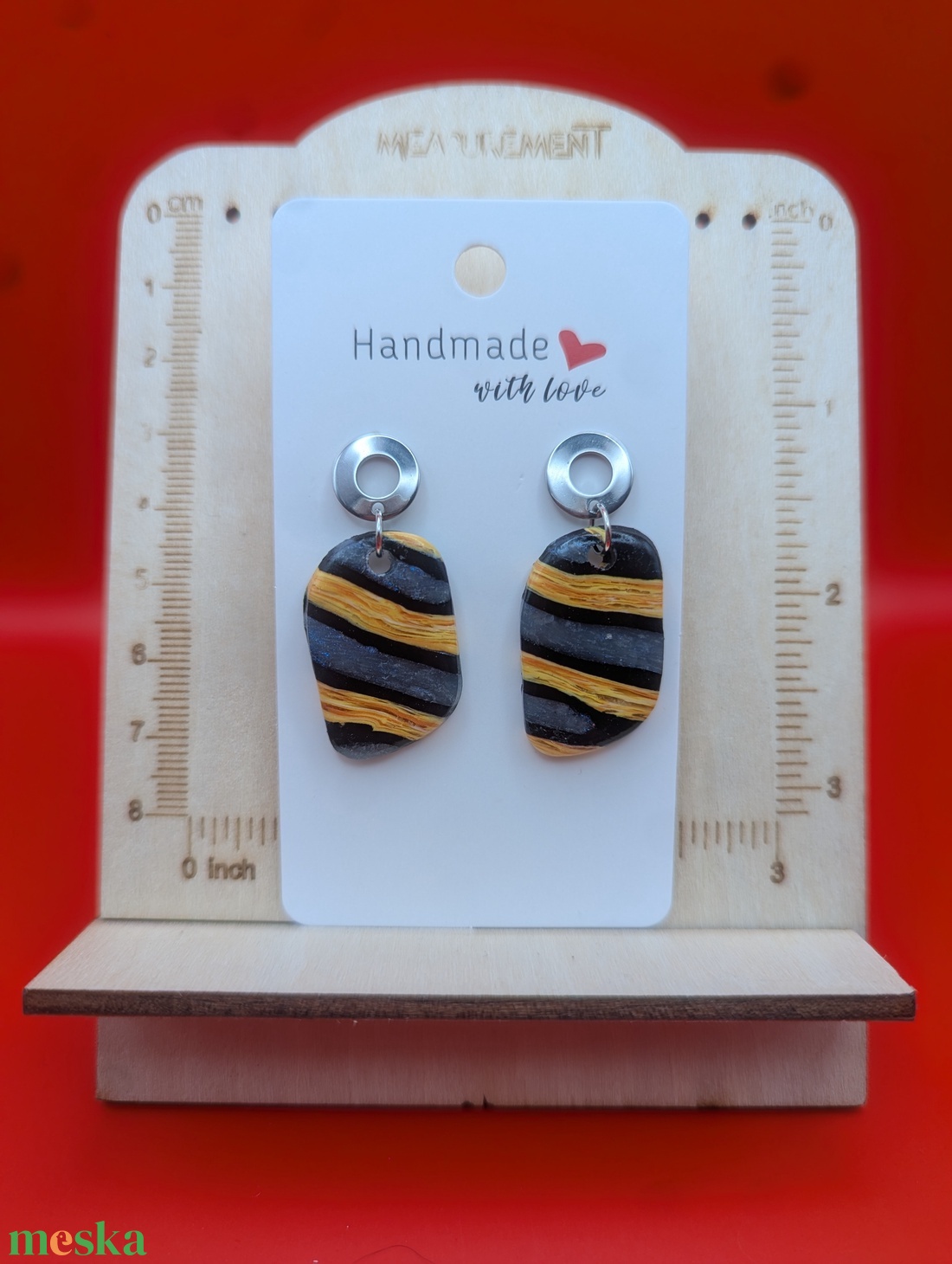 Kézműves fülbevaló polimer gyurmából (polymer clay) - ovális - 073 - ékszer - fülbevaló - lógó fülbevaló - Meska.hu