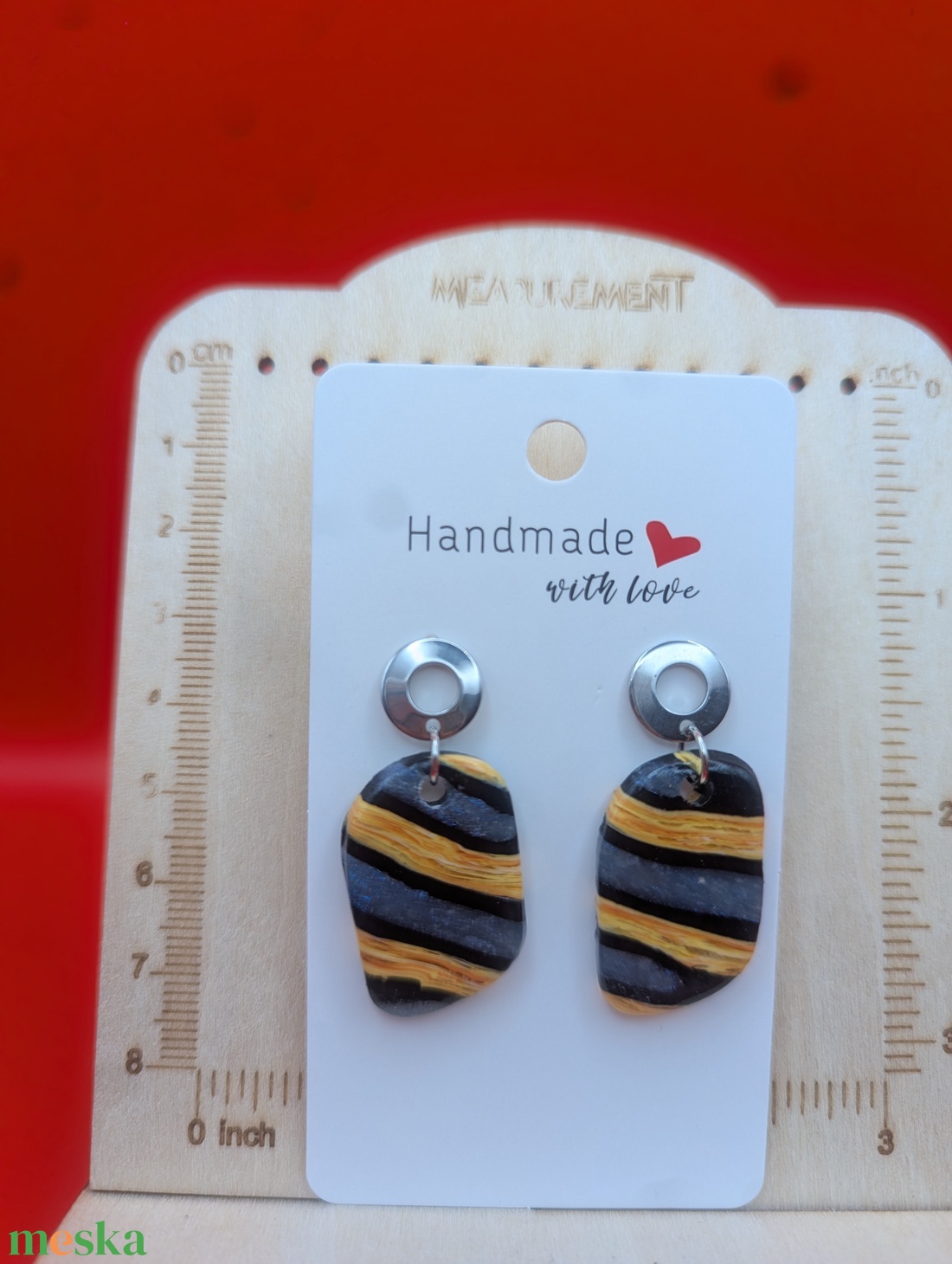 Kézműves fülbevaló polimer gyurmából (polymer clay) - ovális - 073 - ékszer - fülbevaló - lógó fülbevaló - Meska.hu