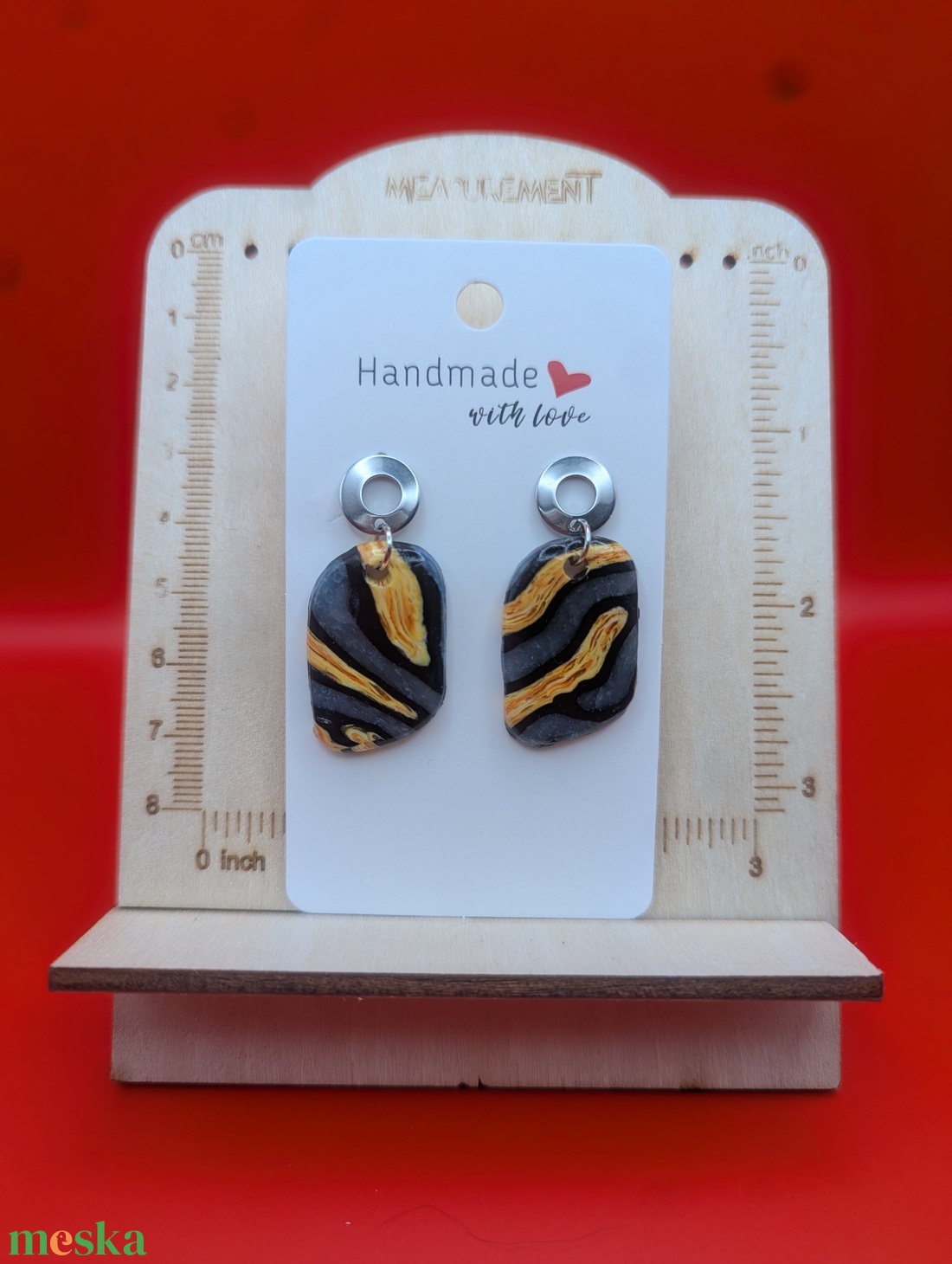 Kézműves fülbevaló polimer gyurmából (polymer clay) - ovális - 074 - ékszer - fülbevaló - lógó fülbevaló - Meska.hu