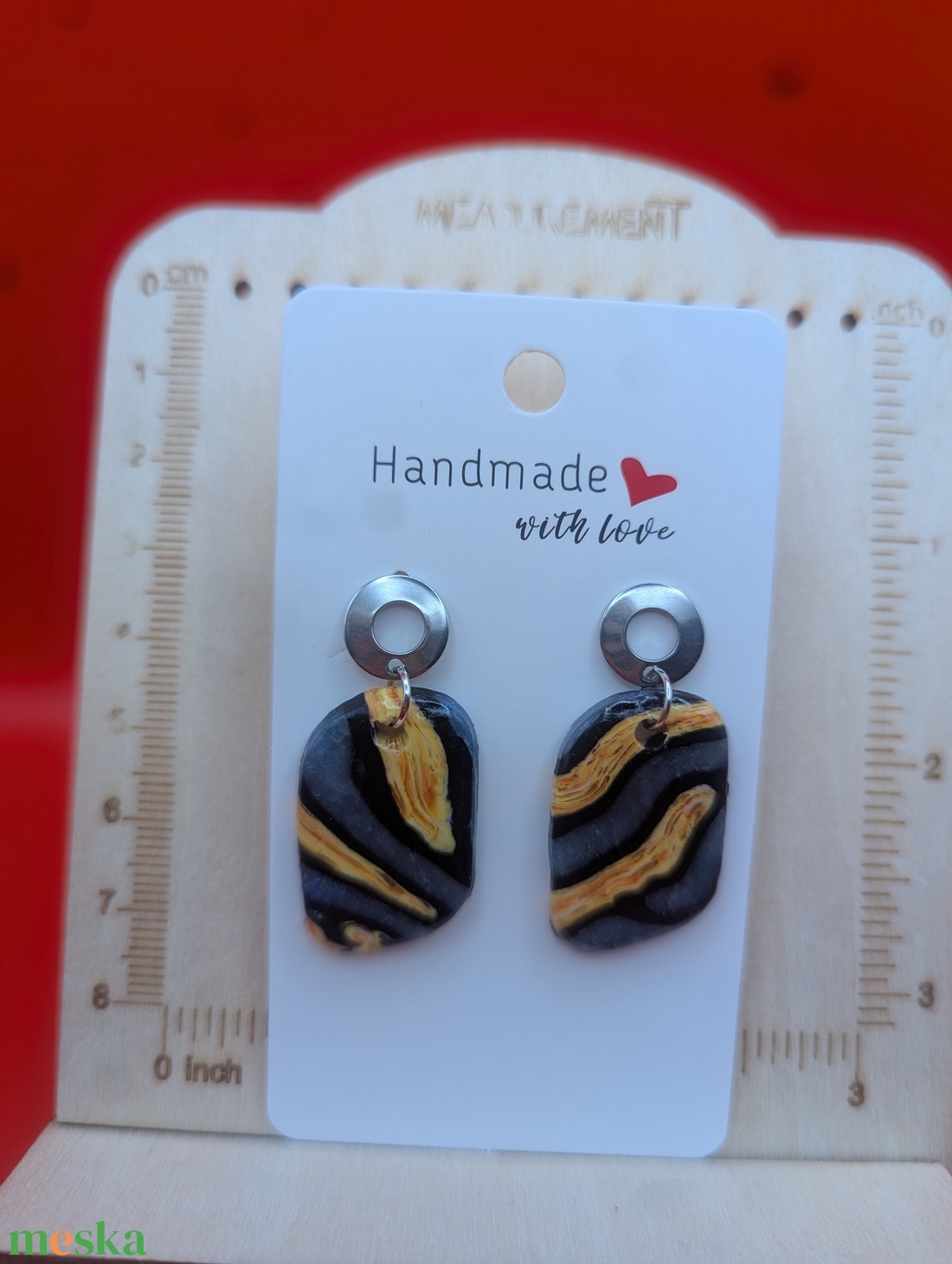 Kézműves fülbevaló polimer gyurmából (polymer clay) - ovális - 074 - ékszer - fülbevaló - lógó fülbevaló - Meska.hu