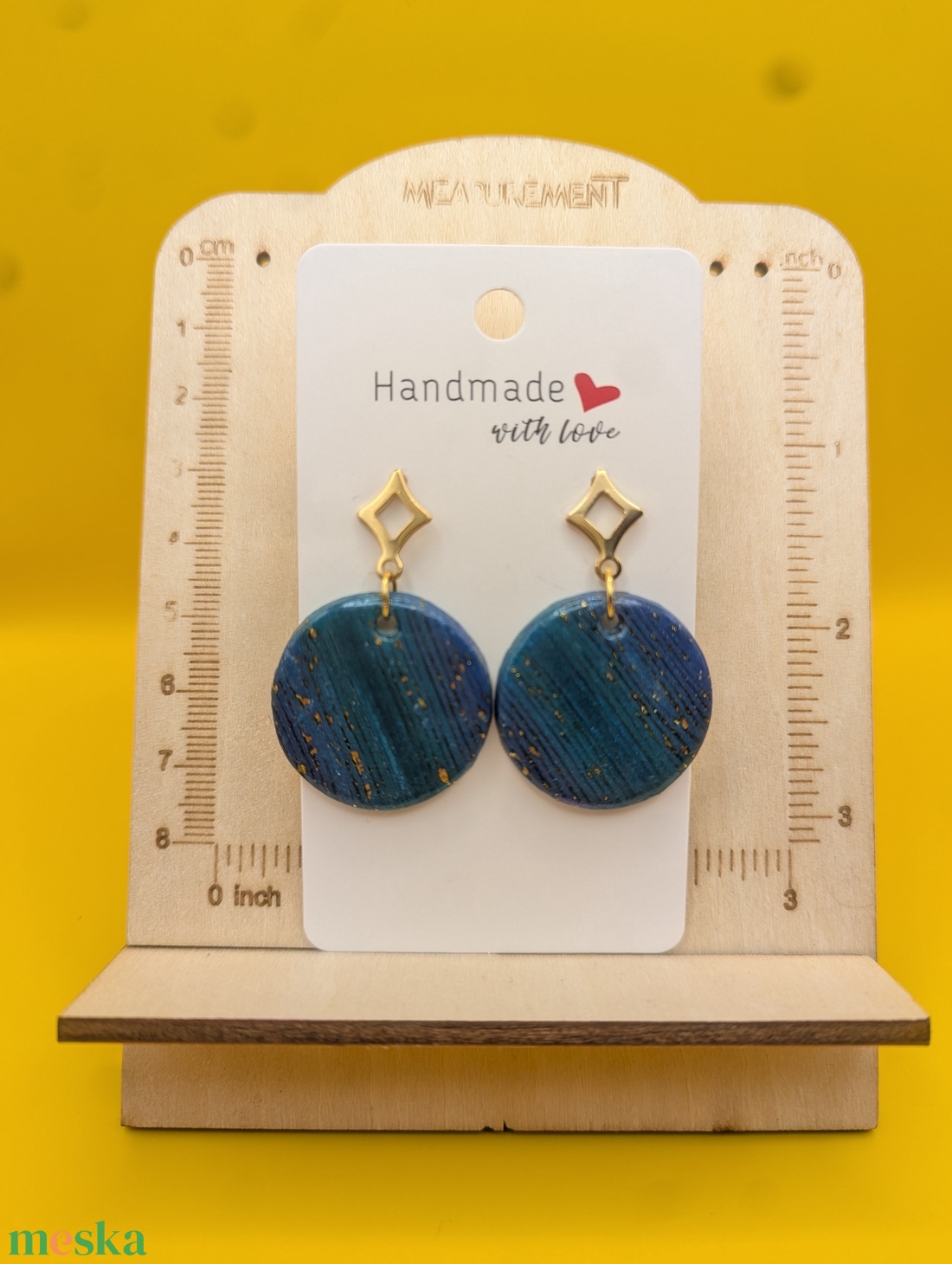 Kézműves fülbevaló polimer gyurmából (polymer clay) - nagy, kerek - 080 - ékszer - fülbevaló - lógó fülbevaló - Meska.hu