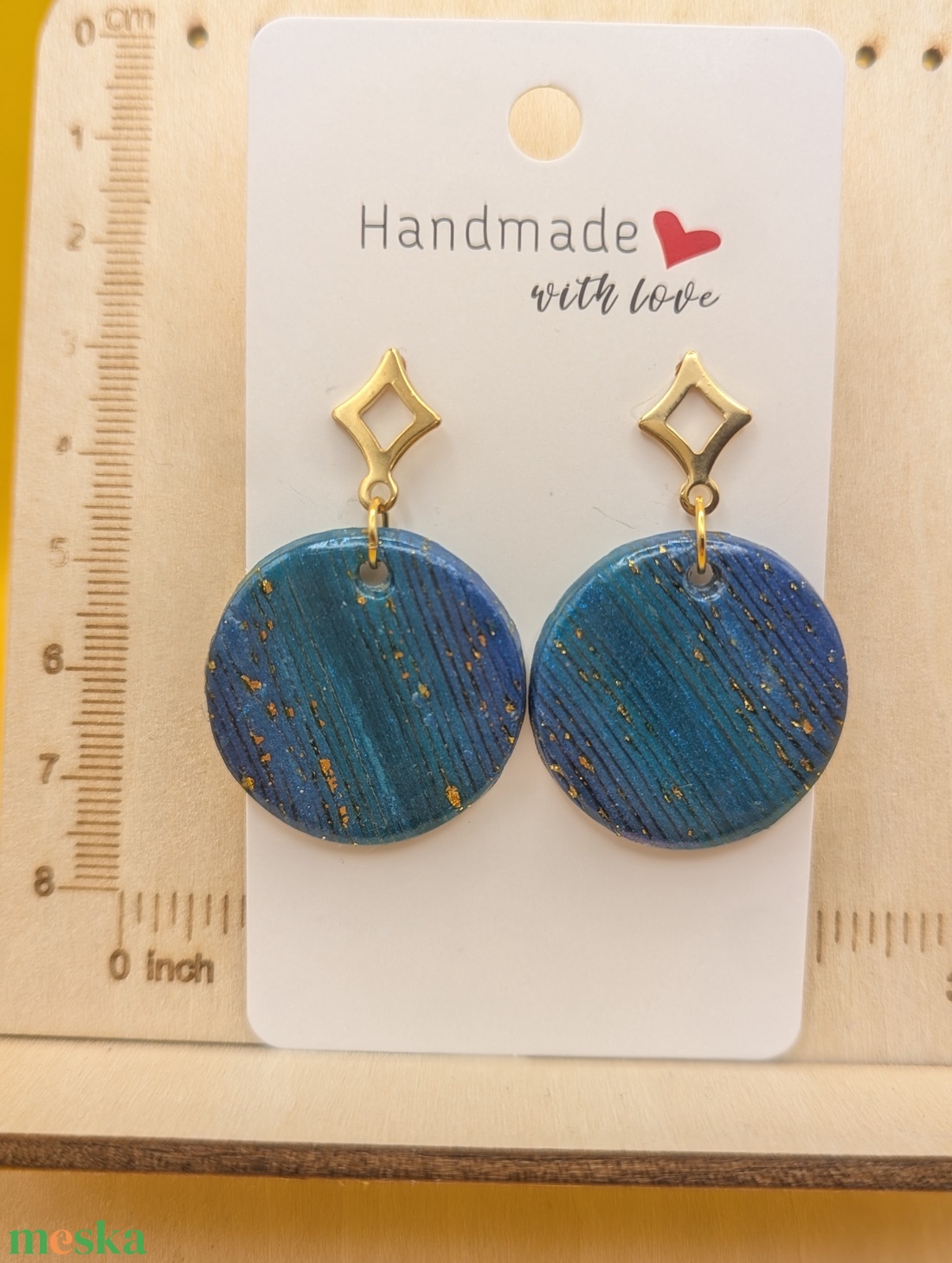 Kézműves fülbevaló polimer gyurmából (polymer clay) - nagy, kerek - 080 - ékszer - fülbevaló - lógó fülbevaló - Meska.hu