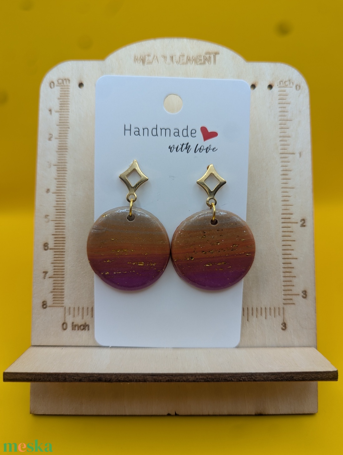 Kézműves fülbevaló polimer gyurmából (polymer clay) - nagy, kerek - 081 - ékszer - fülbevaló - lógó fülbevaló - Meska.hu