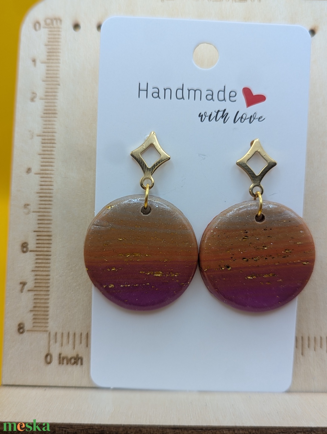 Kézműves fülbevaló polimer gyurmából (polymer clay) - nagy, kerek - 081 - ékszer - fülbevaló - lógó fülbevaló - Meska.hu