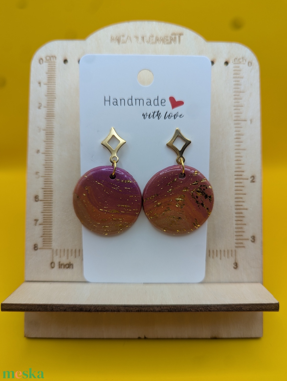 Kézműves fülbevaló polimer gyurmából (polymer clay) - nagy, kerek - 083 - ékszer - fülbevaló - lógó fülbevaló - Meska.hu