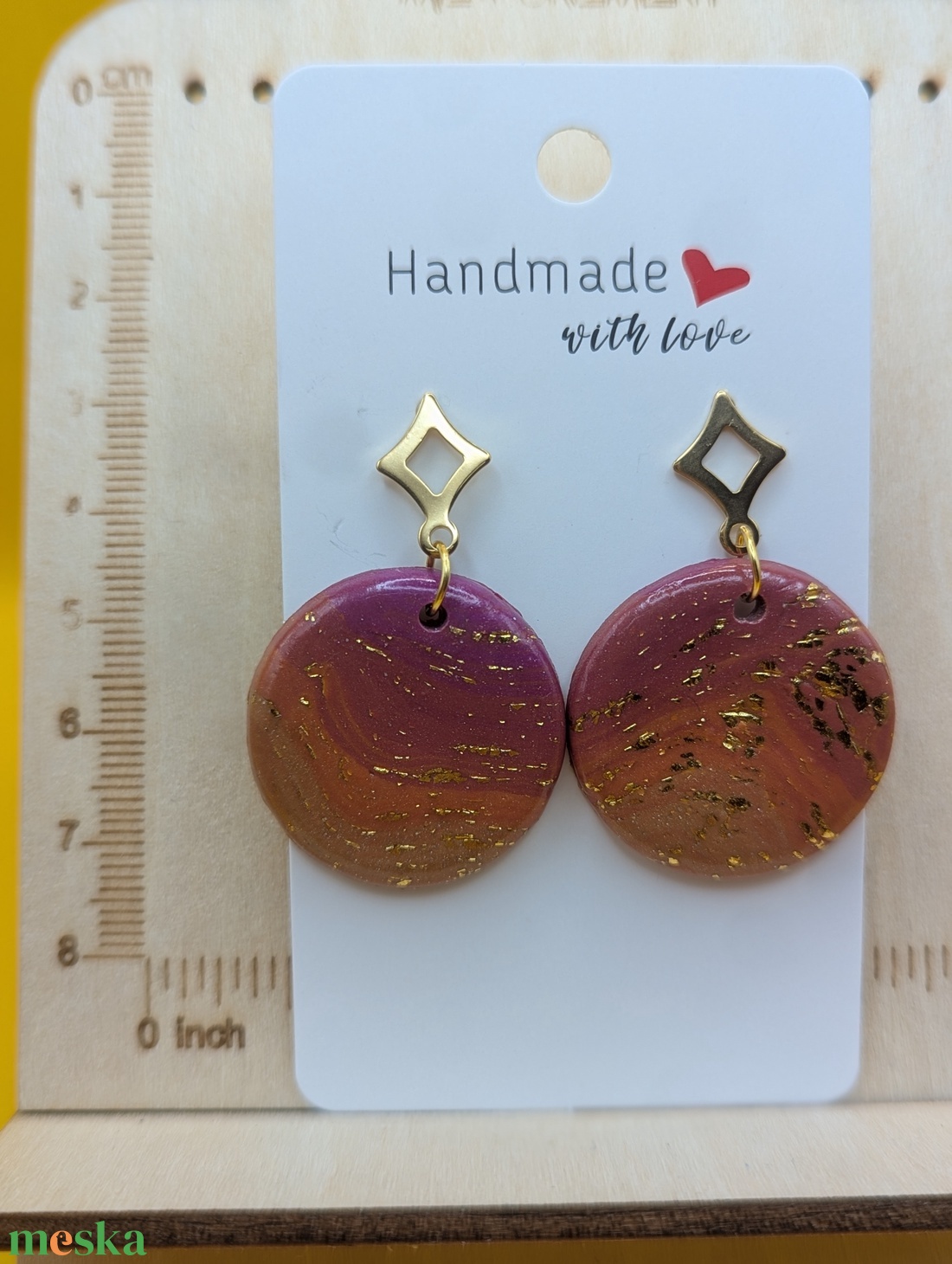 Kézműves fülbevaló polimer gyurmából (polymer clay) - nagy, kerek - 083 - ékszer - fülbevaló - lógó fülbevaló - Meska.hu