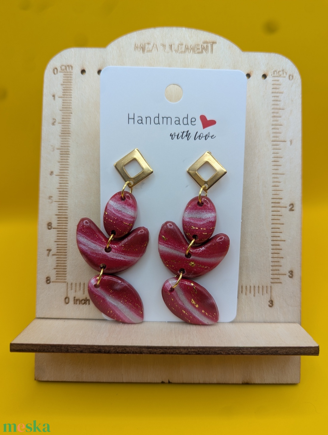 Kézműves fülbevaló polimer gyurmából (polymer clay)  - nagy, több részes - 097 - ékszer - fülbevaló - lógó fülbevaló - Meska.hu