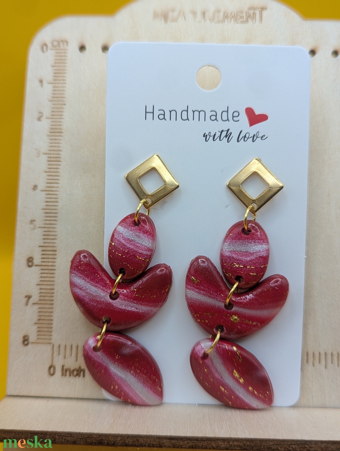 Kézműves fülbevaló polimer gyurmából (polymer clay)  - nagy, több részes - 097 - ékszer - fülbevaló - lógó fülbevaló - Meska.hu