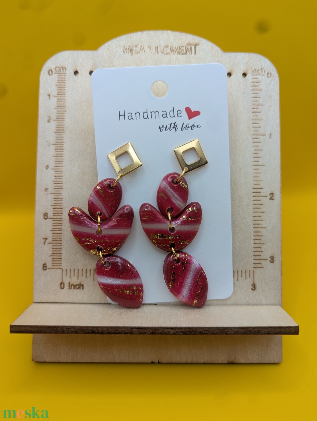 Kézműves fülbevaló polimer gyurmából (polymer clay)  - nagy, több részes - 098 - ékszer - fülbevaló - lógó fülbevaló - Meska.hu