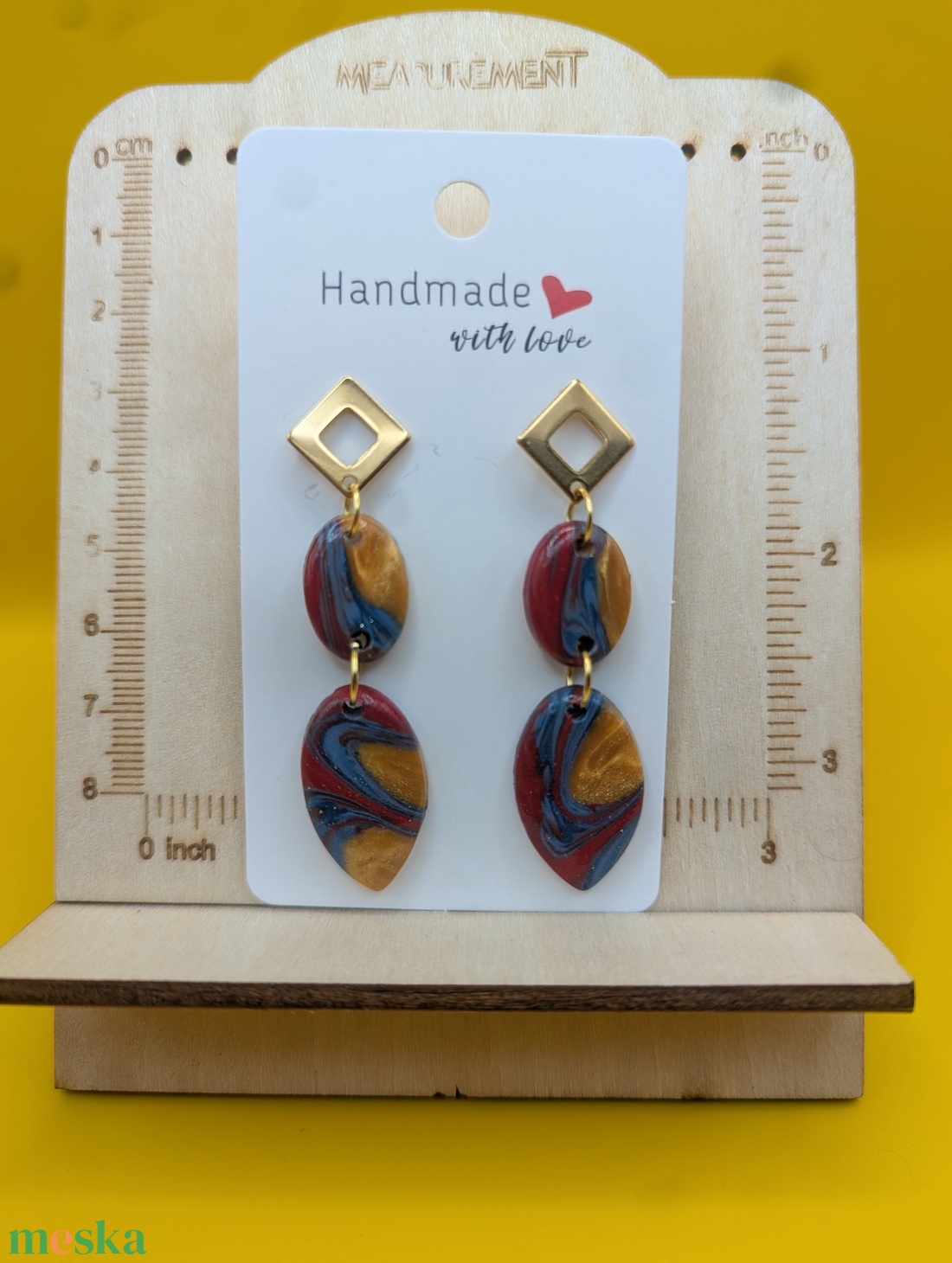 Kézműves fülbevaló polimer gyurmából (polymer clay)  - nagy, több részes - 099 - ékszer - fülbevaló - lógó fülbevaló - Meska.hu