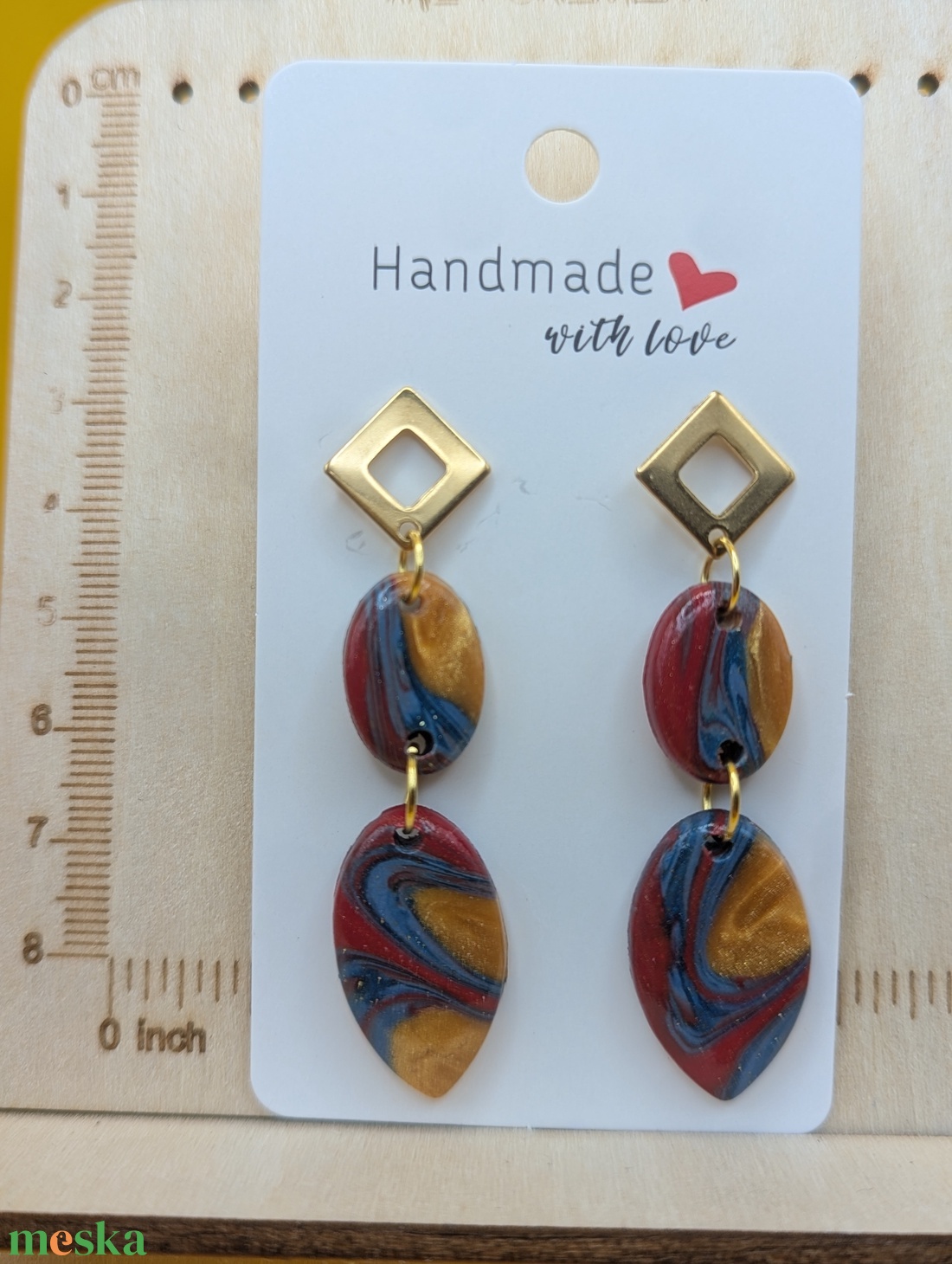 Kézműves fülbevaló polimer gyurmából (polymer clay)  - nagy, több részes - 099 - ékszer - fülbevaló - lógó fülbevaló - Meska.hu