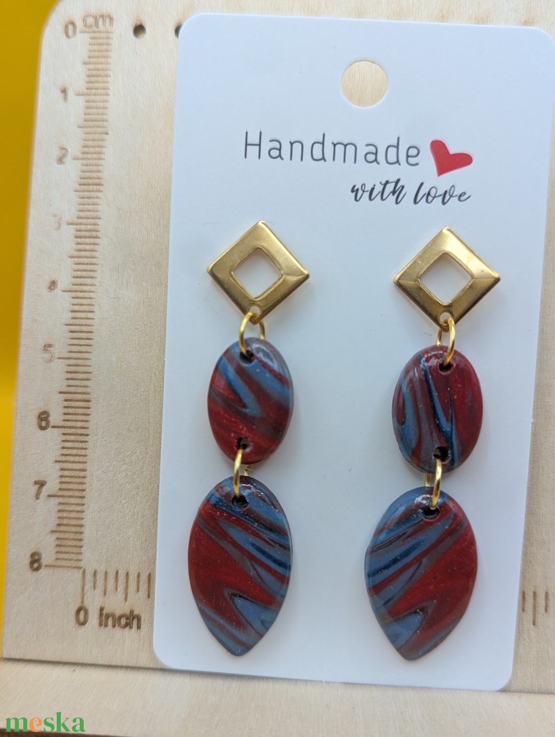 Kézműves fülbevaló polimer gyurmából (polymer clay)  - nagy, több részes - 102 - ékszer - fülbevaló - lógó fülbevaló - Meska.hu