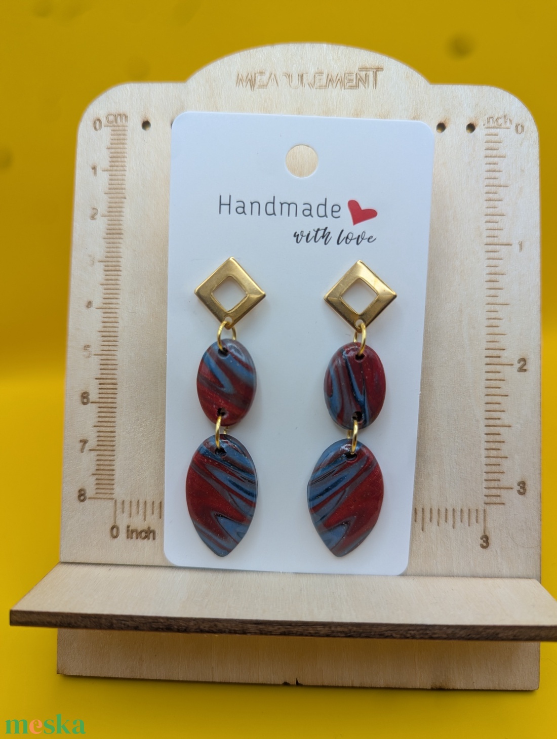 Kézműves fülbevaló polimer gyurmából (polymer clay)  - nagy, több részes - 102 - ékszer - fülbevaló - lógó fülbevaló - Meska.hu