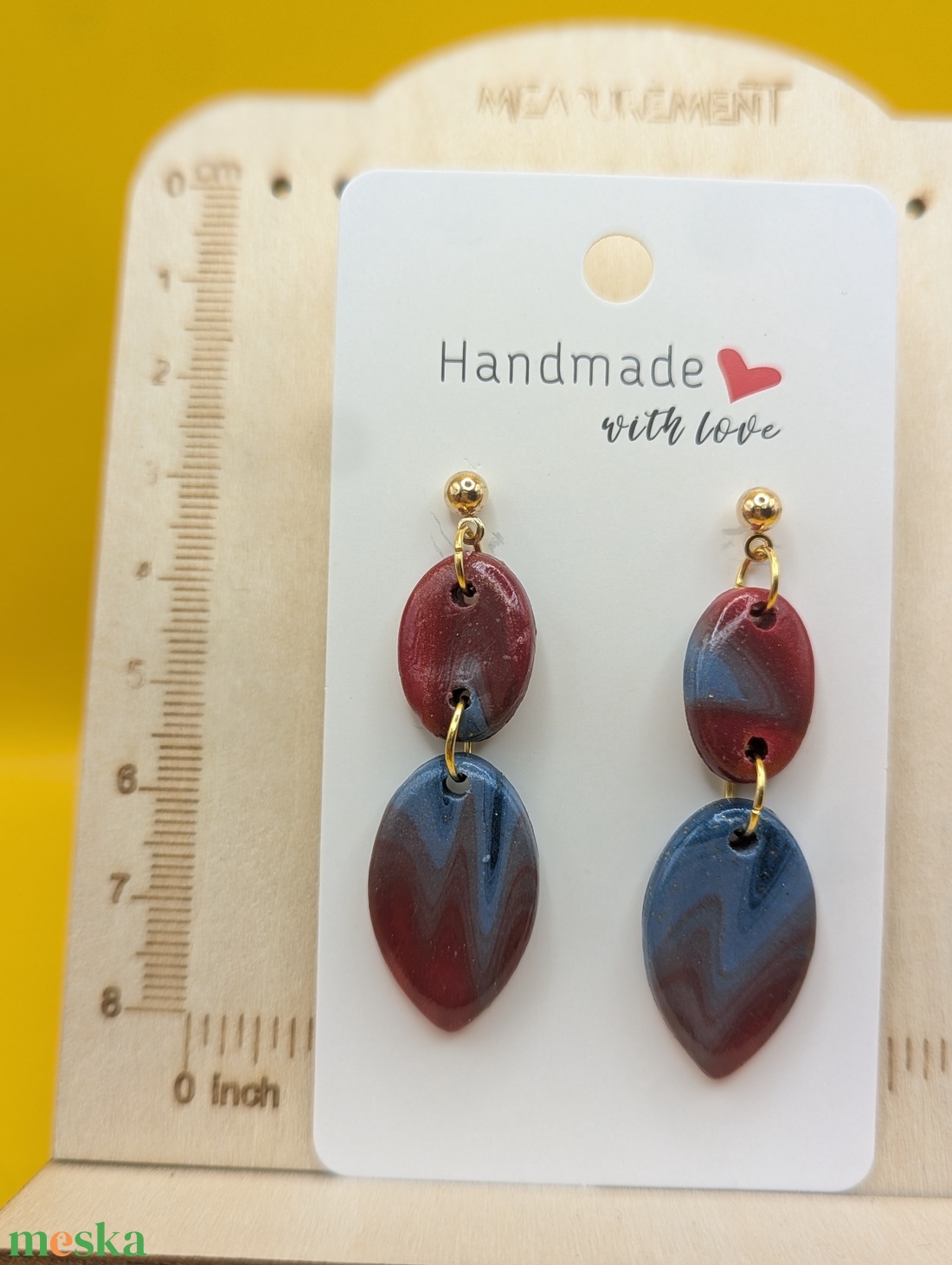 Kézműves fülbevaló polimer gyurmából (polymer clay)  - nagy, több részes - 106 - ékszer - fülbevaló - lógó fülbevaló - Meska.hu