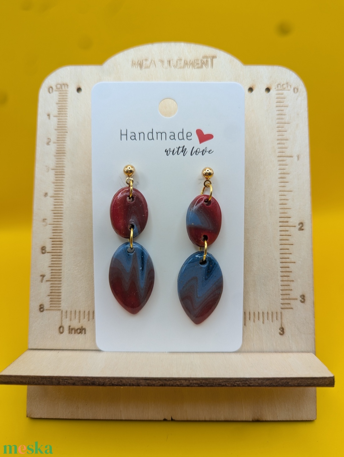 Kézműves fülbevaló polimer gyurmából (polymer clay)  - nagy, több részes - 106 - ékszer - fülbevaló - lógó fülbevaló - Meska.hu