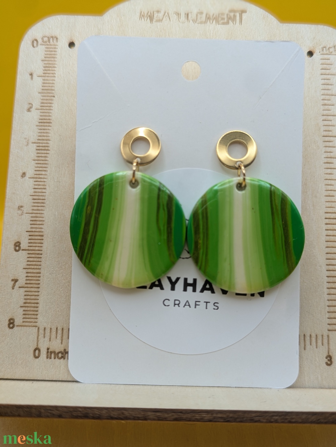 Kézműves fülbevaló polimer gyurmából (polymer clay), karácsonyi ajándék, nagy, kerek - 122 - ékszer - fülbevaló - lógó fülbevaló - Meska.hu