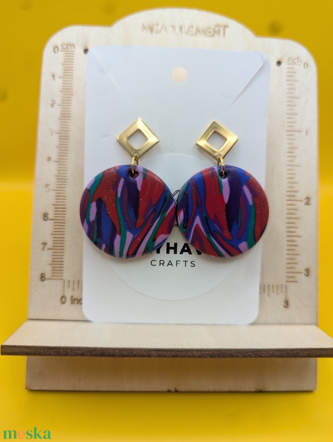 Kézműves fülbevaló polimer gyurmából (polymer clay), karácsonyi ajándék, nagy, kerek - 123 - ékszer - fülbevaló - lógó fülbevaló - Meska.hu