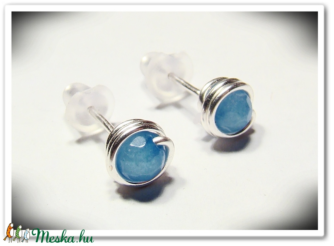 Kék achát bedugós fülbevaló -  - Meska.hu