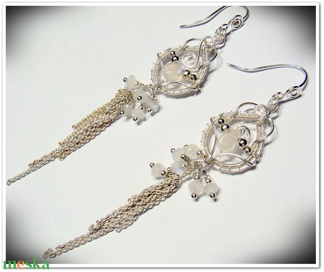 Szivárvány holdkő fülbevaló  -  - Meska.hu