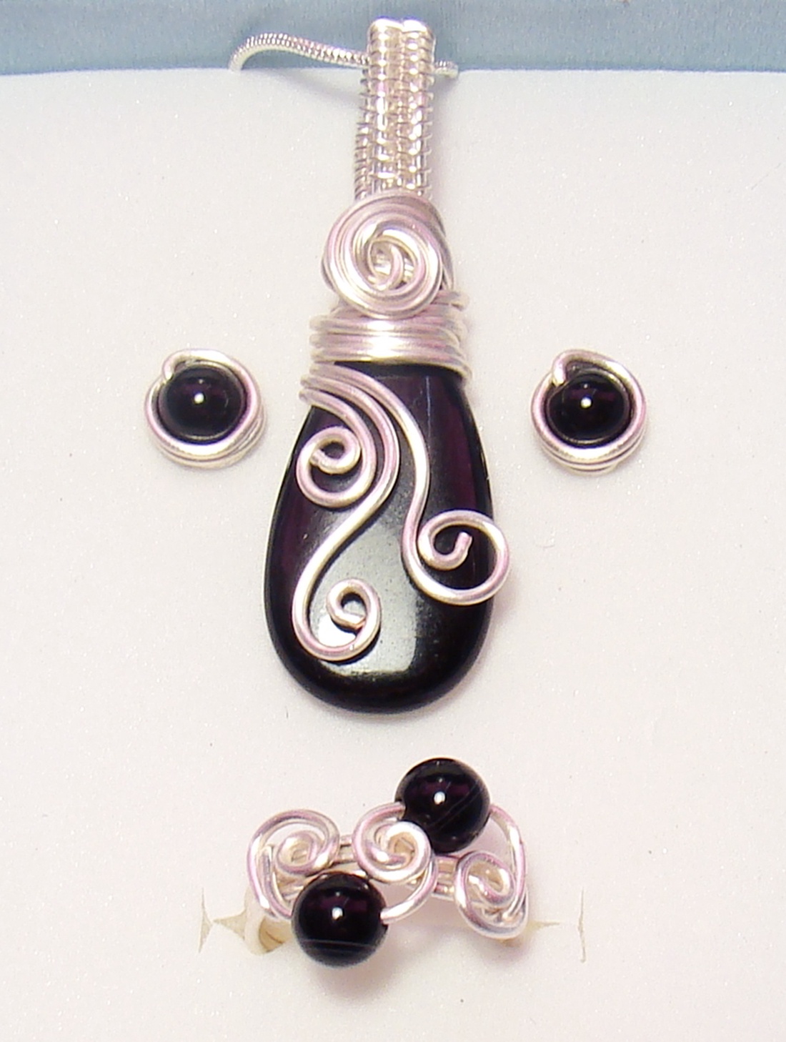 Ezüstözött, nikkelmentes ónix szett díszdobozban -  - Meska.hu