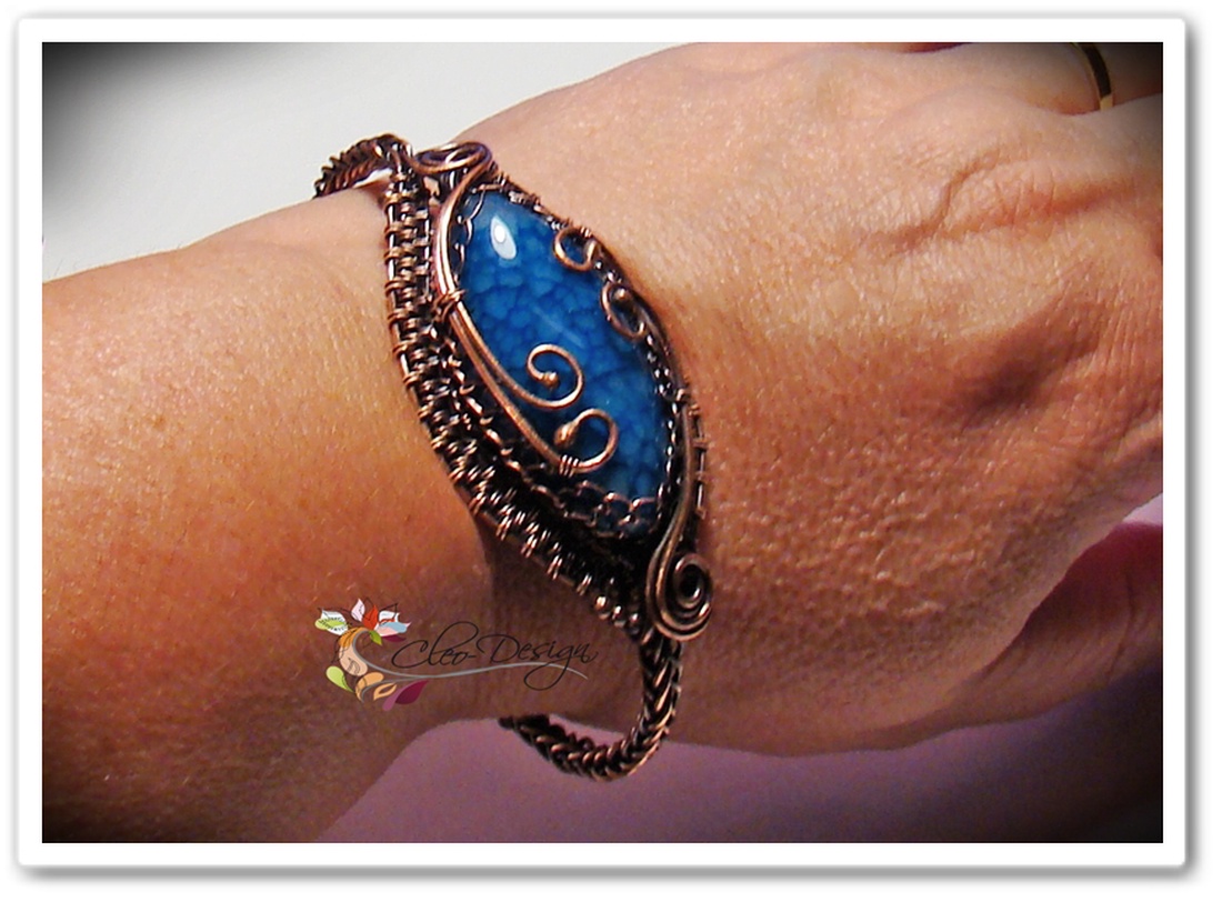 Antikolt vörösréz karkötő sárkányvér acháttal -  - Meska.hu