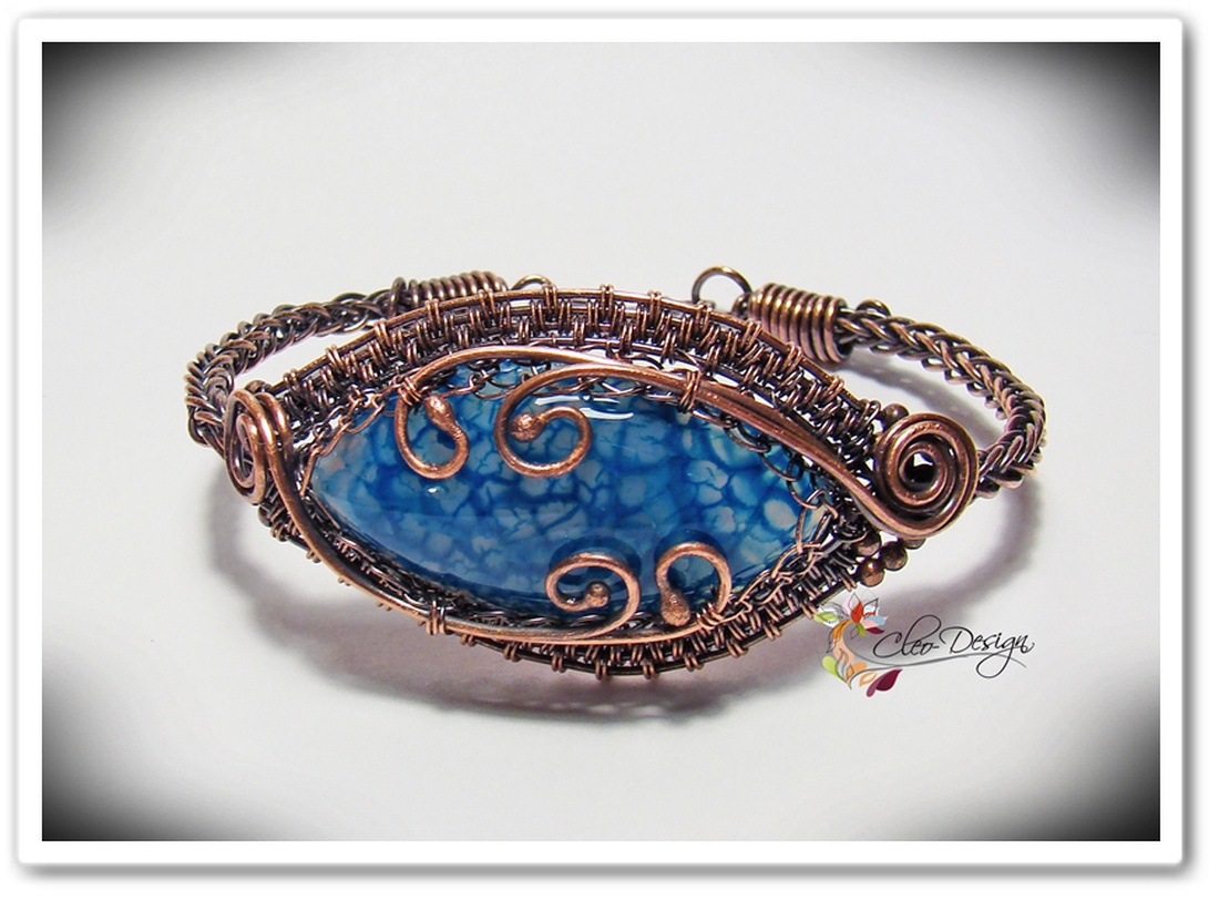 Antikolt vörösréz karkötő sárkányvér acháttal -  - Meska.hu