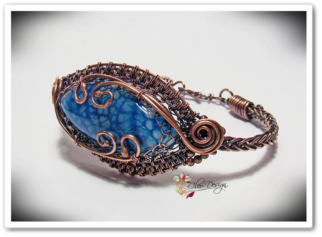 Antikolt vörösréz karkötő sárkányvér acháttal -  - Meska.hu