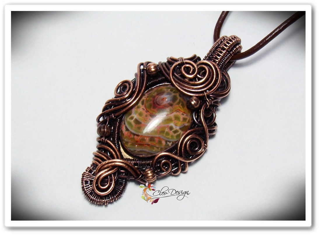 Antikolt vörösréz medál sárkányvér acháttal -  - Meska.hu