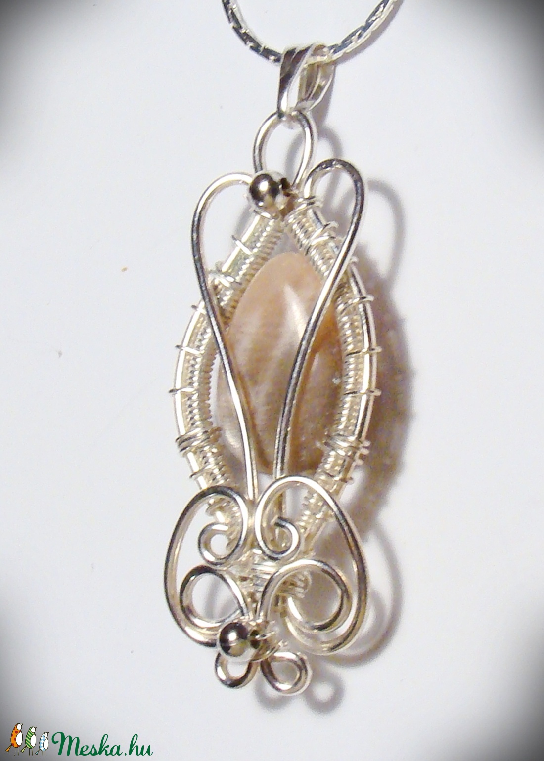 Ezüstözött, nikkelmentes indiai holdkő medál -  - Meska.hu