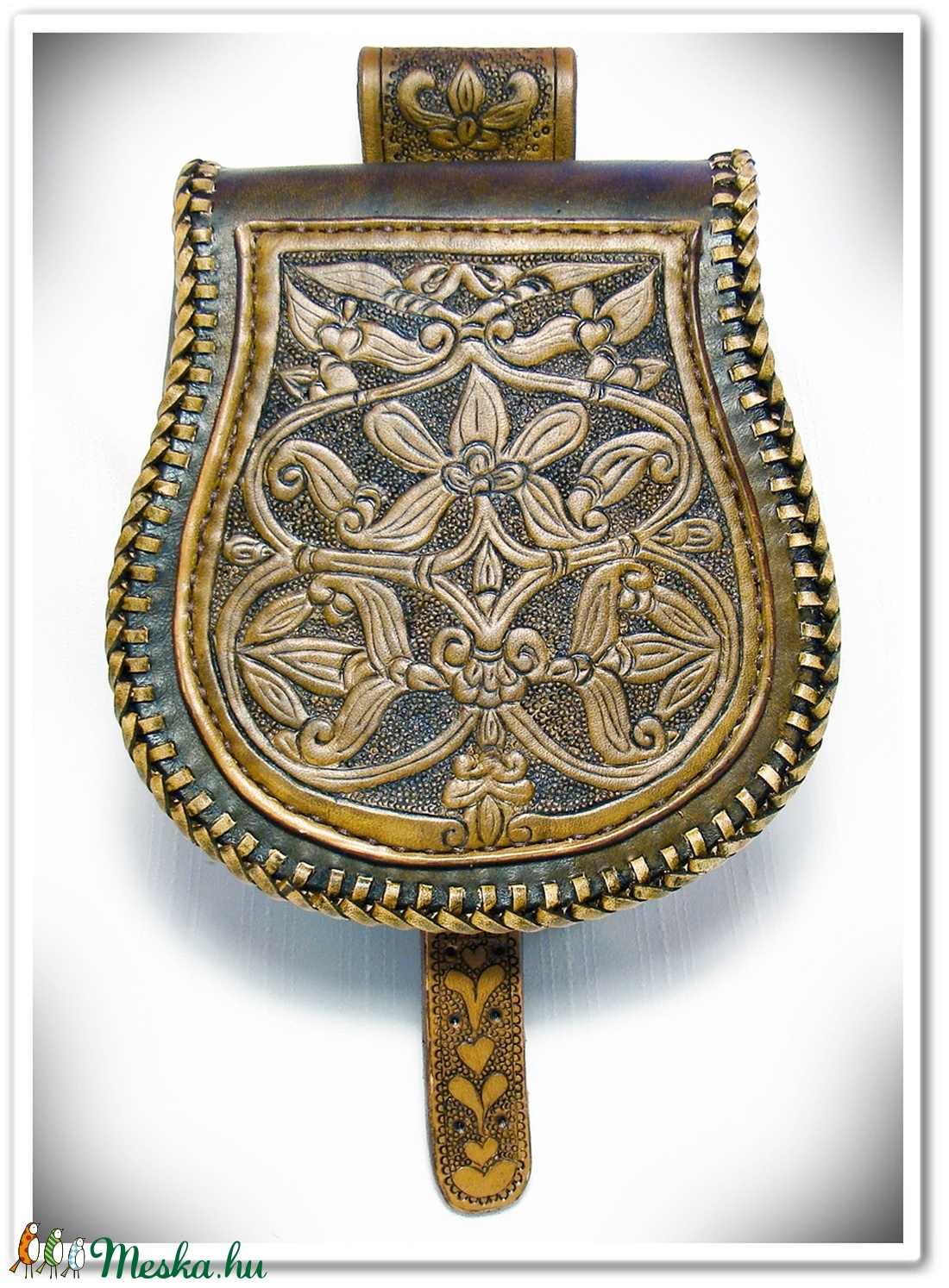 Bőr tarsoly rakamazi mintával -  - Meska.hu