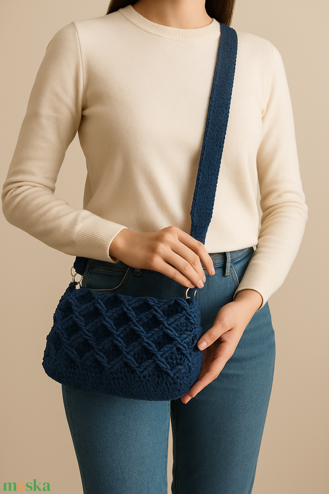 Mélykék horgolt válltáska rombuszmintás design - táska & tok - kézitáska & válltáska - válltáska - Meska.hu Mélykék horgolt válltáska rombuszmintás design - táska & tok - kézitáska & válltáska - válltáska - Meska.hu