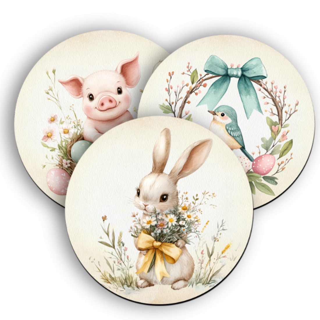 3 db tündéri vintage húsvéti kör alakú alátét szett (#41) -  - Meska.hu