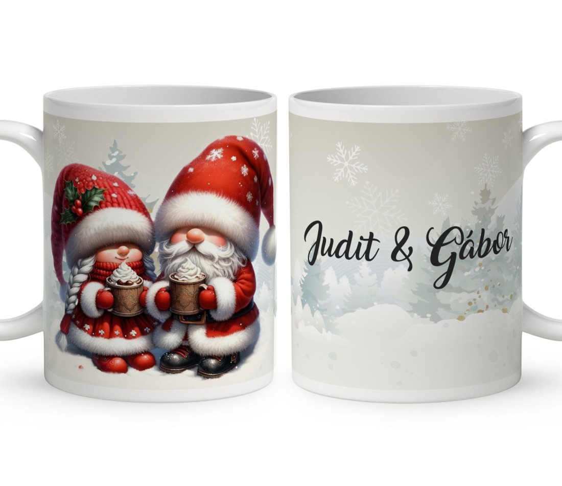 Névvel kérhető - Forró csokis karácsonyi manók mintás bögre - otthon & életmód - konyhafelszerelés, tálalás - tálalás - bögre & csésze - Meska.hu