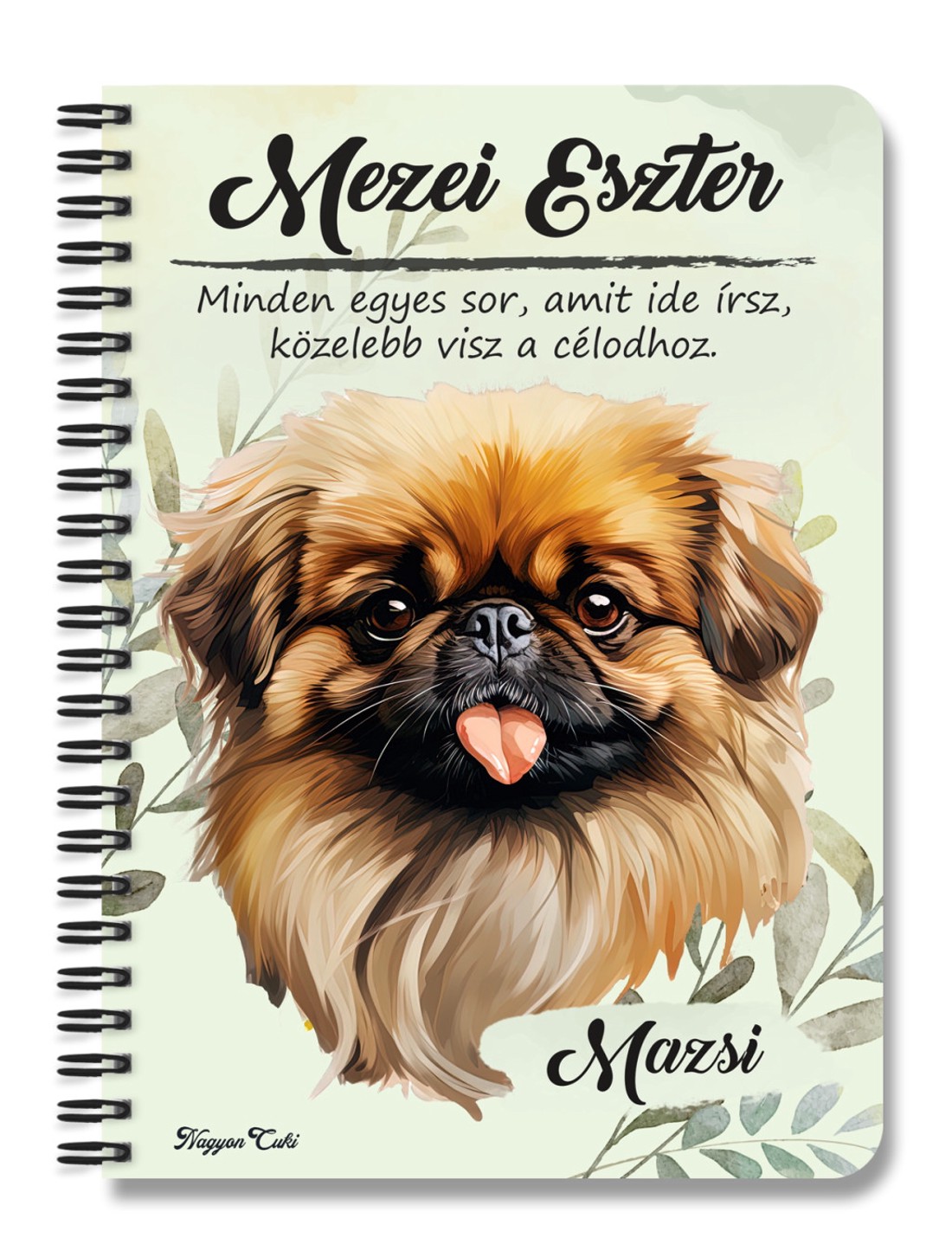 Személyre szabható - Barna pekingi palotakutya portré mintás A6-os füzet - otthon & életmód - papír, írószer - jegyzetfüzet & napló - Meska.hu