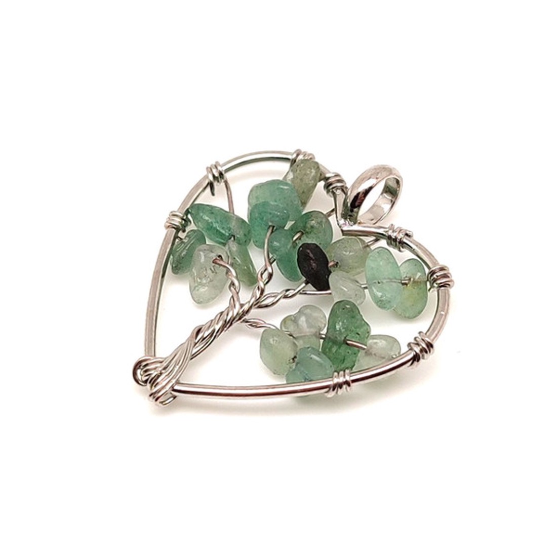 Szerencse aventurin életfa szív medál drótos kivitelben 3cm - ékszer - nyaklánc - medál - Meska.hu