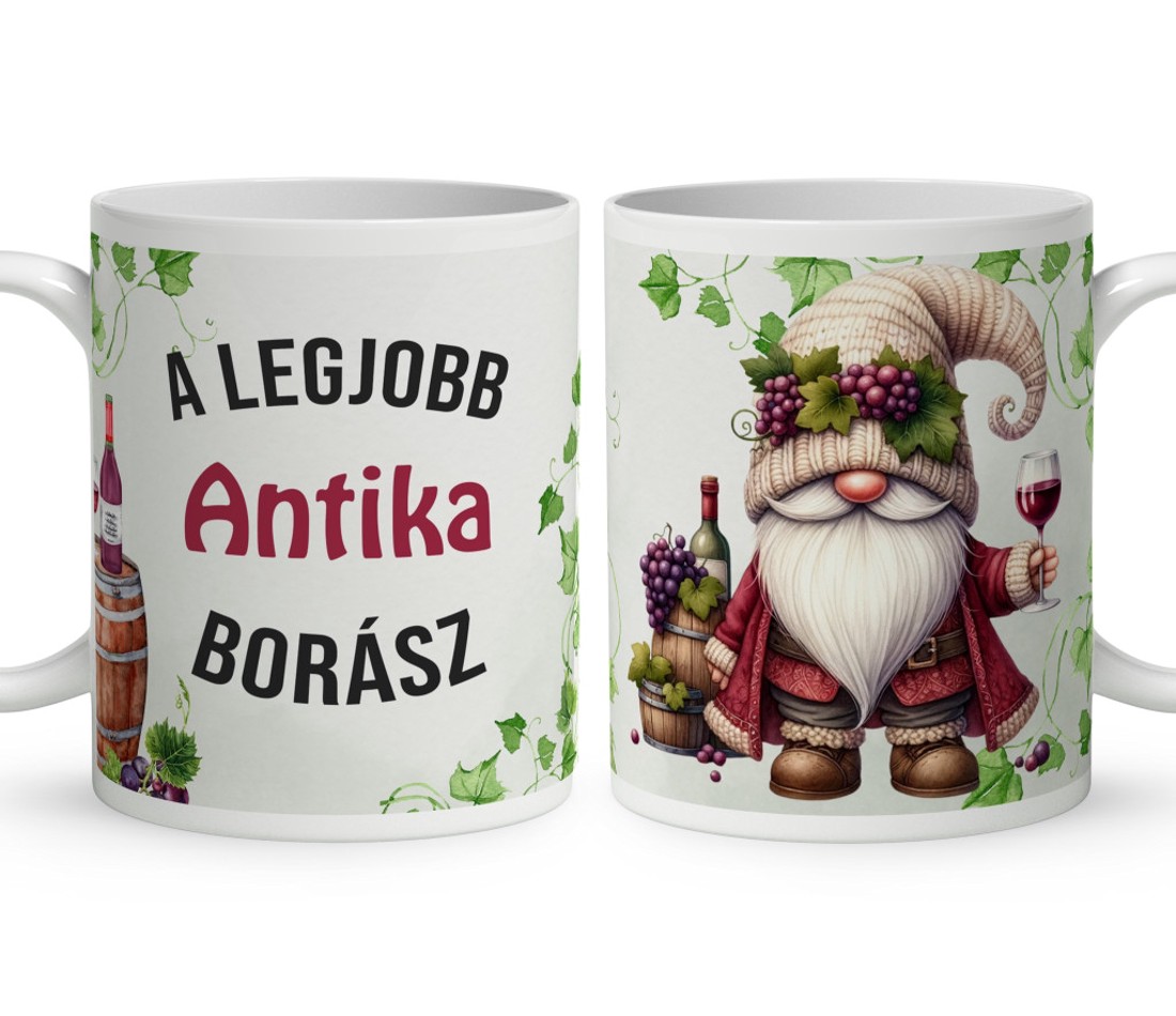 Névvel kérhető - A legjobb borász manó mintás bögre - otthon & életmód - konyhafelszerelés, tálalás - tálalás - bögre & csésze - Meska.hu