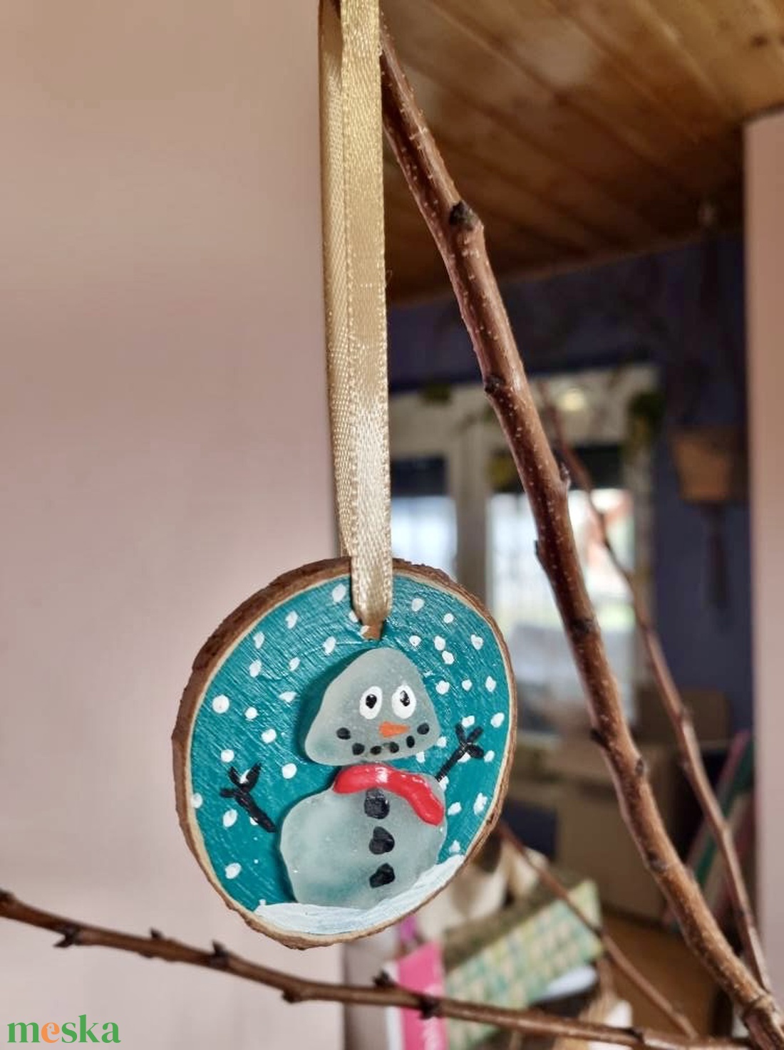 Mosolygó hóember tengeri üvegből � kézműves karácsonyfadísz - karácsony - karácsonyi lakásdekoráció - karácsonyfadíszek - Meska.hu